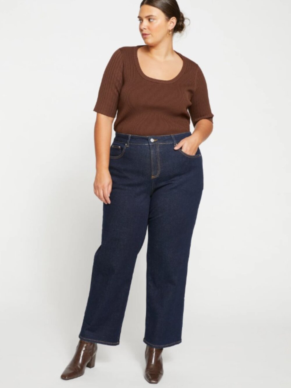 Plus Straight-Leg Jeans in Dark Indigo